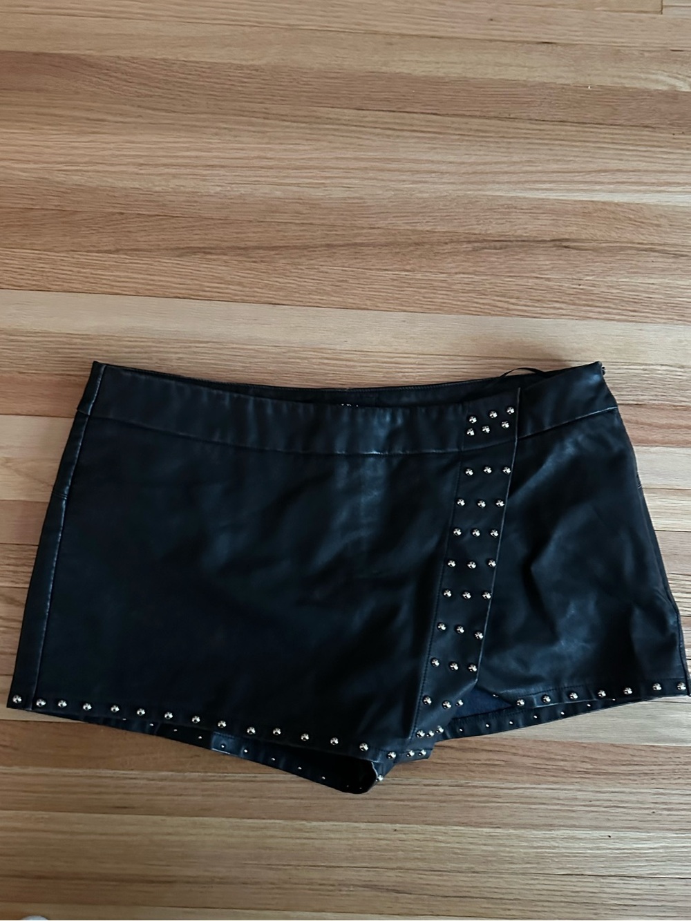 AKIRA Black Studded Faux Leather Skort Shorts